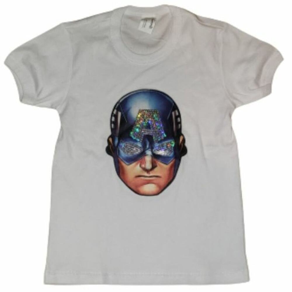 Geordi Captain America Girl's SM Sequin Embellished Graphic T-shirt
